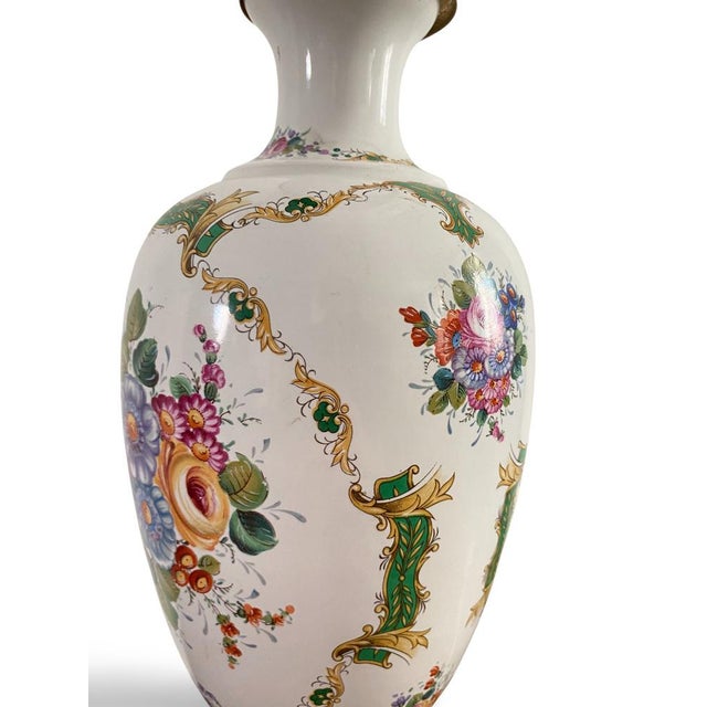 English Porcelain and Brass Lamp, 1950s For Sale - Image 9 of 15