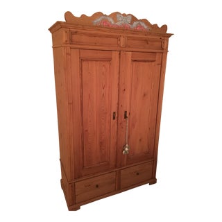 Antique English Pine Armoire For Sale