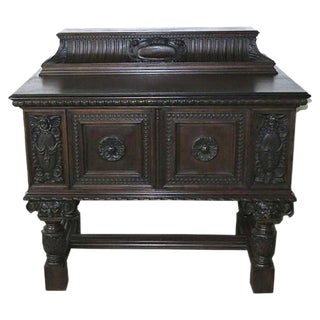 Antique Carved Oak Sideboard, 1880s For Sale