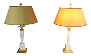 Marble and Porcelain Lamps, 1990s, Set of 2