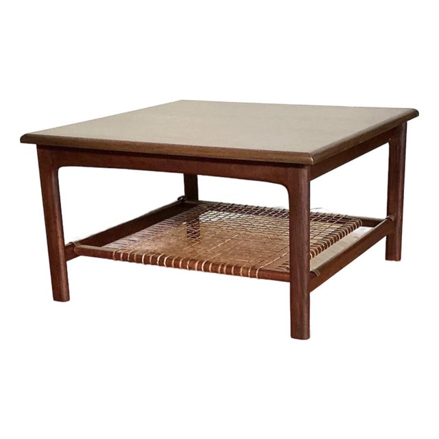 Mid-Century Modern Dux Teak & Cane Square End Table, Made in Sweden Circa 1960s For Sale