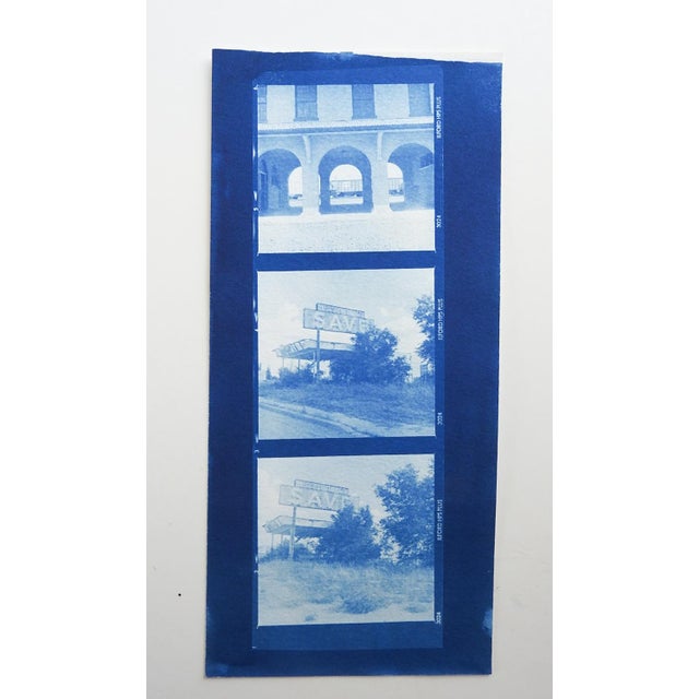 Contemporary Late 20th Century Blue Architectural Cyanotype Photograph For Sale - Image 3 of 3