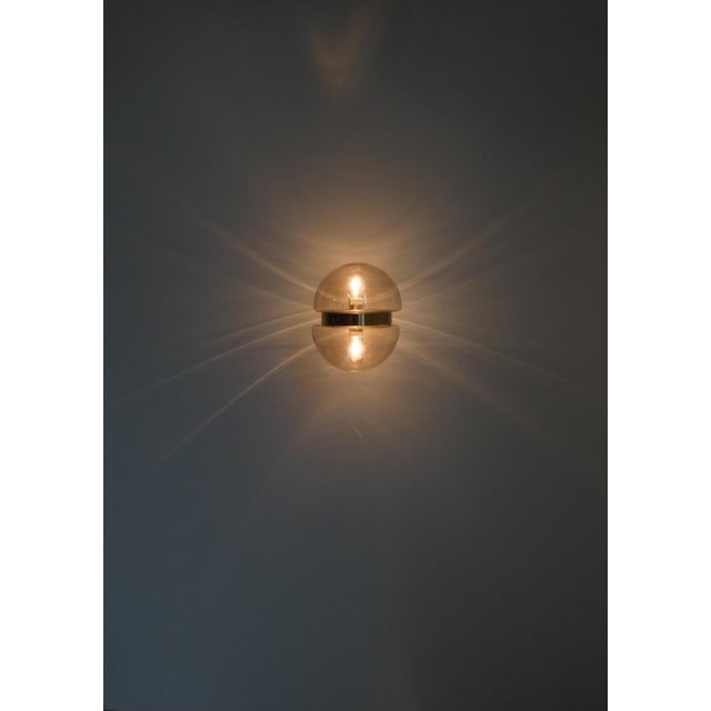 Gold Double-Cap Wall Light in Amber Glass and Brass from Peill & Putzler, Germany, 1960s For Sale - Image 8 of 18