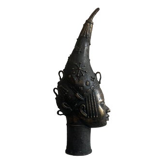 Large Bronze Benin Head, Nigeria, 1920s For Sale