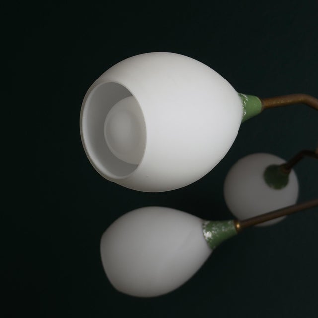 Gold Mid-Century Chandelier with Opaline Glass from Stilnovo, Italy, 1960s For Sale - Image 8 of 18