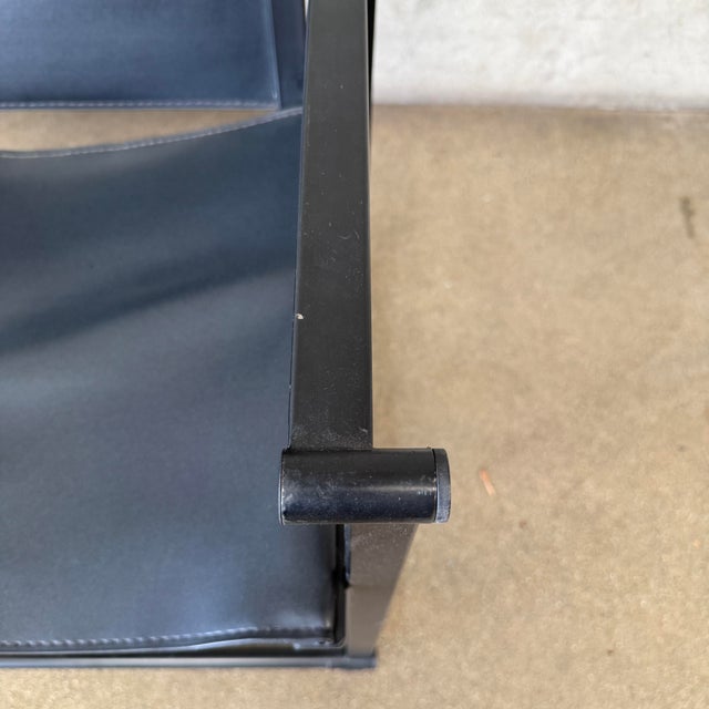 1980s Post Modern Black Leather and Metal Armchair #5 by Radbound Van Beekum for Pastoe For Sale - Image 5 of 12
