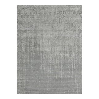 Pasargad Home Transitiona Silver Vsilk & Wool Area Rug- 8' 1" X 10' 0" For Sale