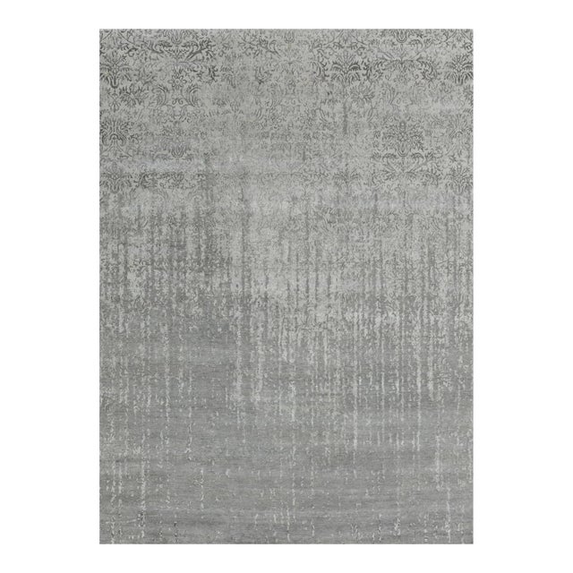 Pasargad Home Transitiona Silver Vsilk & Wool Area Rug- 8' 1" X 10' 0" For Sale