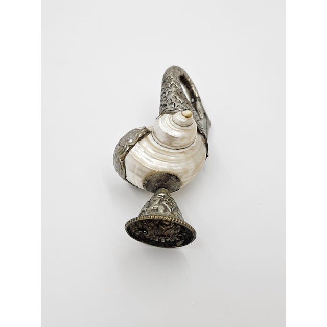 Set Anglo-Indian Style Silver Nautilus Shell Swan Vases Deco Pieces 1950s For Sale - Image 9 of 13