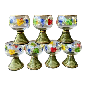 Mid 20th-Century Hand Painted Röemer Cordials, Germany - Set of 7