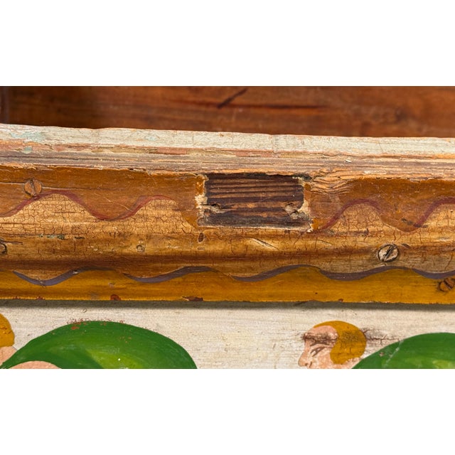 Antique c.1900 American Folk Art Hand Painted Figural Storage Box / Blanket Chest / Cache Pot For Sale - Image 13 of 14