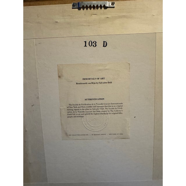 Printmaking Materials Salvador Dalí “Immortals of Art” Etchings – Set of 4 Framed Prints – Giltwood Frames – 20th Century Surrealism For Sale - Image 7 of 11