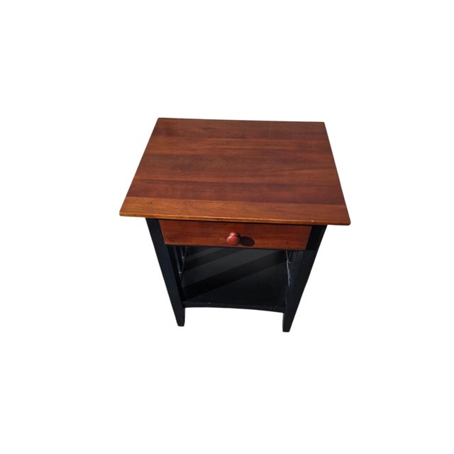 1990s Ethan Allan American Impressions Night Stand End Side Table Cherry Black For Sale - Image 9 of 13