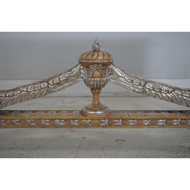 Maitland Smith French Silver & Gold Gilt Faux Marble Top Console Table For Sale - Image 13 of 16