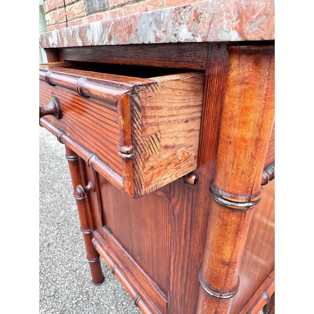 Mid-Century Modern 19th Century French Faux Bamboo Cabinet For Sale - Image 3 of 9