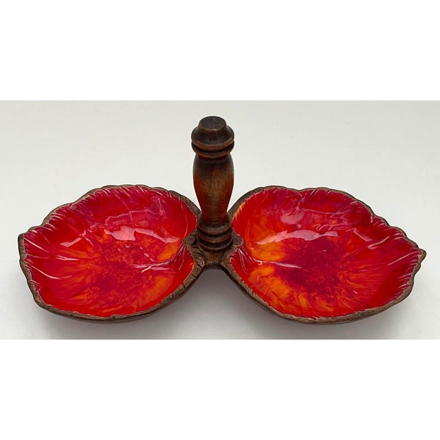 Mid-Century Treasure Craft Double Dish With Handle For Sale - Image 4 of 4
