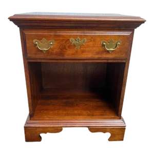 Late 20th Century Jamestown Sterling Furniture Chippendale Style Solid Cherry 1 Drawer Nightstand.