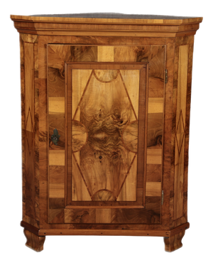 19 Century Baroque Corner Cabinet in Walnut Veneered, 1800s