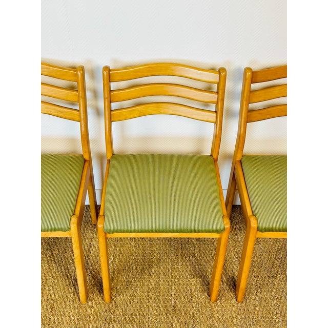 Vintage Beechwood and Green Corduroy Dining Chairs, 1960s, Set of 4 For Sale - Image 11 of 18
