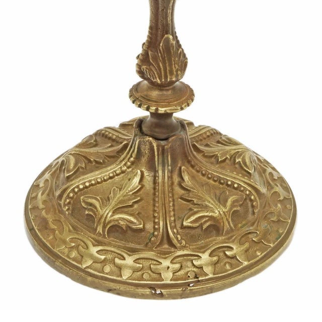 Gothic Antique Pair English Gothic Revival Bronze Candlesticks Registered 1863 Signed W. Tonks & Sons For Sale - Image 3 of 4