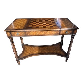 Vintage Bombay Company Parquetry Game Table For Sale