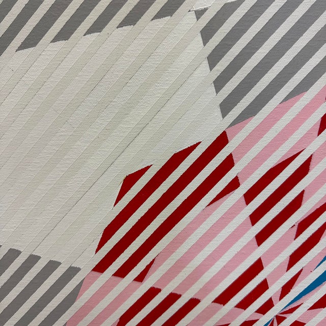 Oversized Gabe Silverman 1980s Abstract Op Art Painting, Newly Framed For Sale - Image 4 of 12