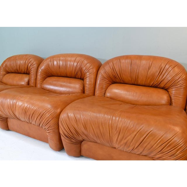 Sectional Sofa in Cognac Leather by Rossi Di Albizzate, Italy, 1970s, Set of 5 For Sale - Image 13 of 18