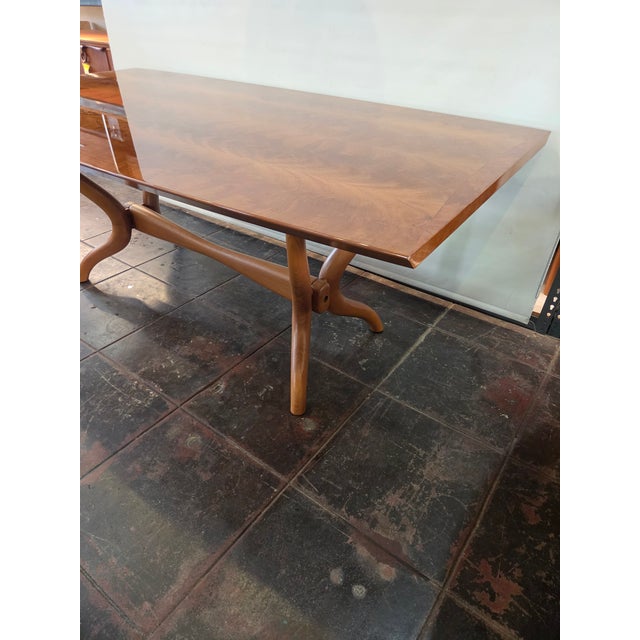 Mid-Century Modern Mid -Century Italian Dining Table Large Sculptural Base Mahogany For Sale - Image 3 of 9