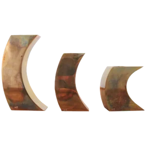 Signed Suite of Three Solid Patinated Bronze Candle Holders, France, 1970s