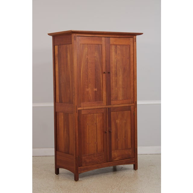 Arts & Crafts Stickley Cherry 4 Door Cherry Tv Armoire For Sale - Image 3 of 18