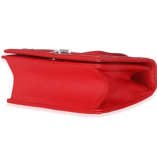 Red Grained Calfskin Small Diorama Flap Bag For Sale In New York - Image 6 of 9
