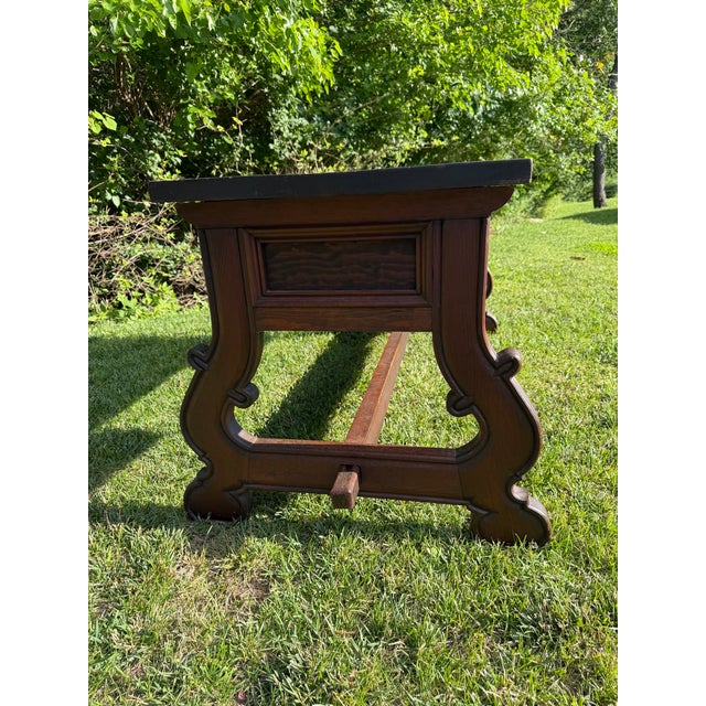 Spanish Revival Vintage 5 Drawer Desk For Sale - Image 3 of 8