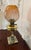 Antique Victorian Brass Oil Lamp with Etched Amber Glass Shade, 1880 For Sale - Image 3 of 9