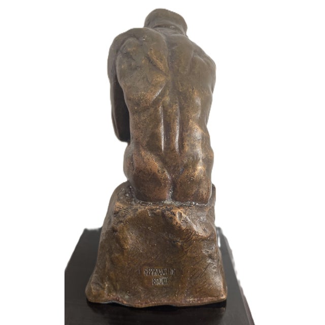 Decorative Bronze Reproduction Sculpture of The Thinker after Auguste Rodin from Hachette For Sale - Image 10 of 12