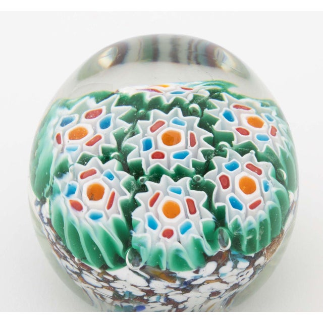 French Collection of Seven Collection of Murano and French Millefiori Glass Paperweights For Sale - Image 3 of 16