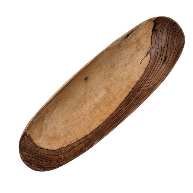 Vintage Olive Wood Hand-Carved Bread Bowls, Pair For Sale - Image 16 of 17