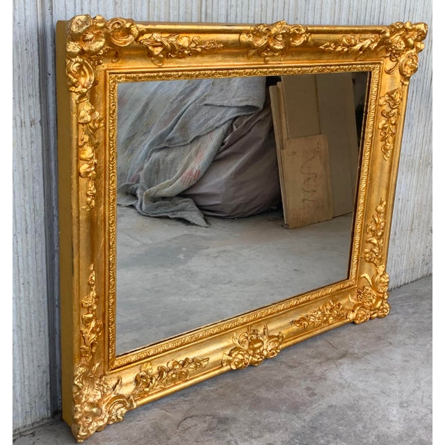 French 19th French Empire Period Carved Gilt Wood Rectangular Mirror For Sale - Image 3 of 9