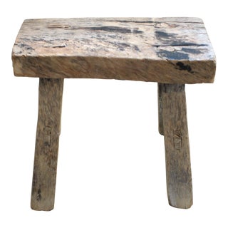 Petit Elm Distressed Stool/Riser For Sale