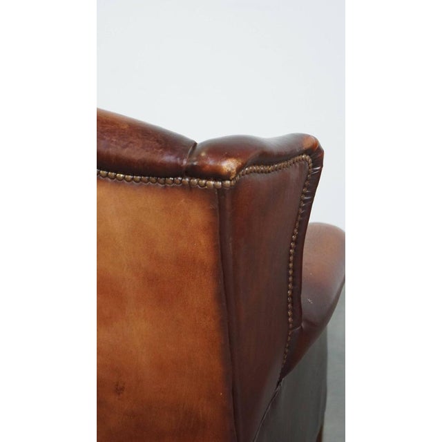 Vintage Sheep Leather Wing Chair For Sale - Image 14 of 17