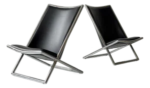 1960s Leather Scissor Chairs Attributed to Ward Bennett for Brickell Associates