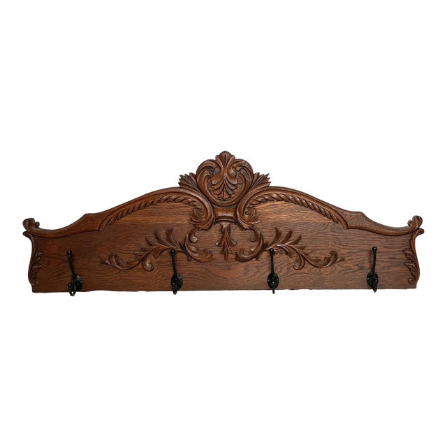 19th Century Oak Wall Mounted Victorian Coat & Hat Rack For Sale
