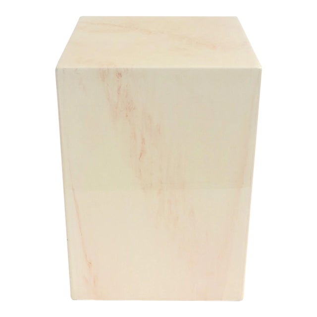Pedestal Side Table Marble Look For Sale