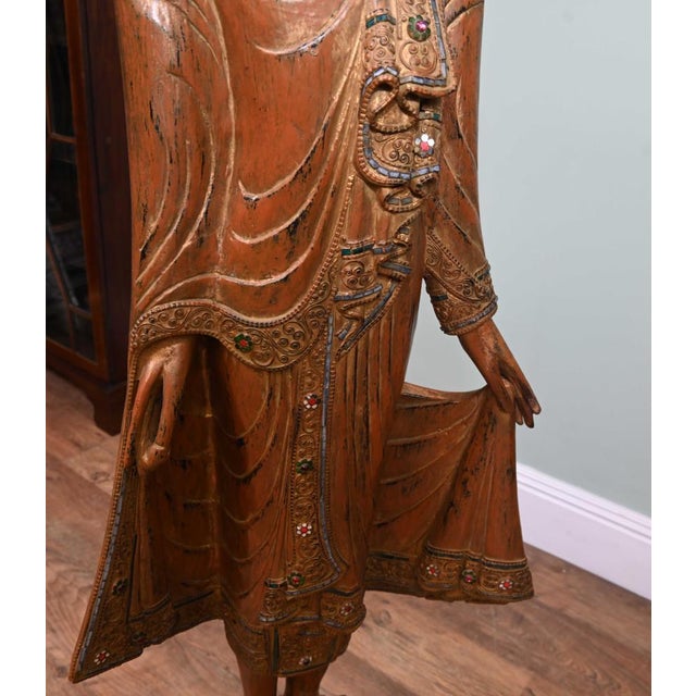 Metal Carved Thai Buddha Statue, 1930s For Sale - Image 7 of 15