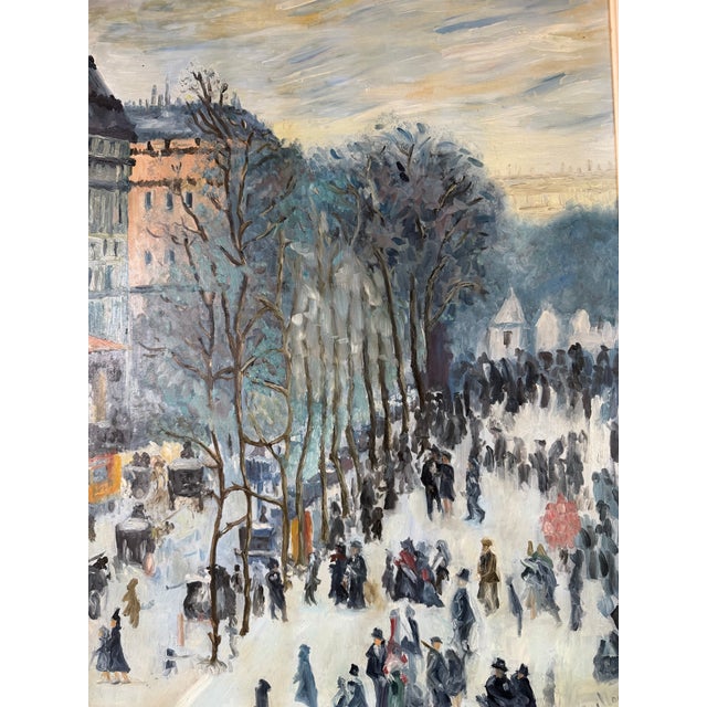 Vintage Impressionist Parisian Boulevard Landscape Oil on Canvas Painting, After Claude Monet For Sale In Miami - Image 6 of 13
