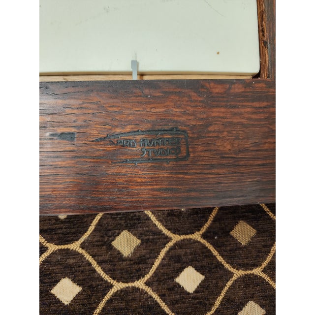 Vintage Art Nouveau Porteous Handmade Tile in Quartersawn Oak Frame by Dard Hunter Studios For Sale - Image 11 of 11