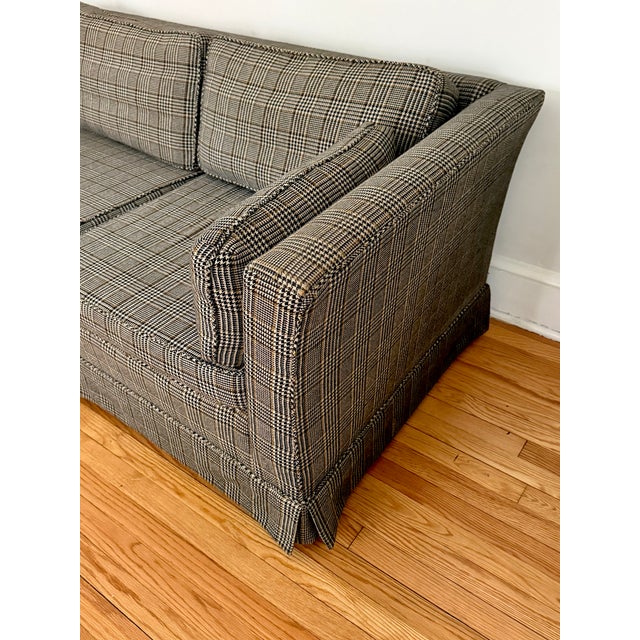 Brown Midcentury Tweed Houndstooth Plaid Sofa For Sale - Image 8 of 14