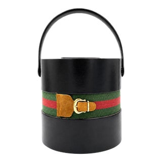 Vintage Kraftware Equestrian Gucci Style Leather Ice Bucket Barware For Sale