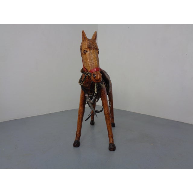 Animal Skin Large Wooden Horse with Leather Saddle, 1900 For Sale - Image 7 of 18