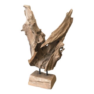 Bleached Driftwood Sculpture on Stand For Sale