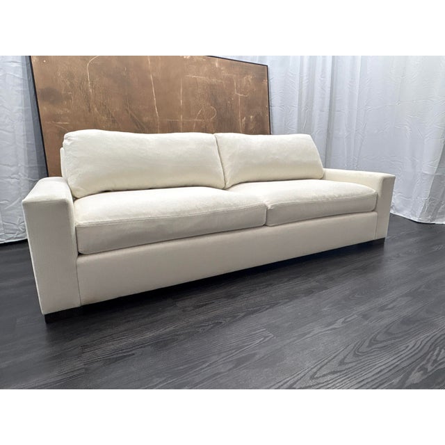 Contemporary Rh Restoration Hardware Maxwell 2-Cushion Sofa 8' | Classic 40" Depth | Down-Feather Fill | Performance Linen Weave | Natural For Sale - Image 3 of 18